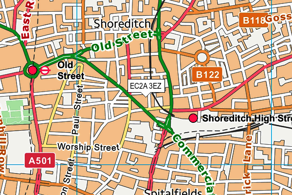 EC2A 3EZ map - OS VectorMap District (Ordnance Survey)