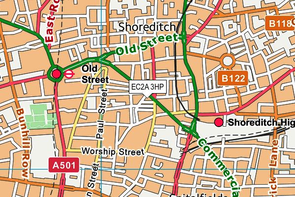 EC2A 3HP map - OS VectorMap District (Ordnance Survey)
