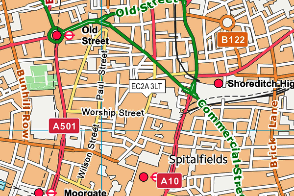 EC2A 3LT map - OS VectorMap District (Ordnance Survey)