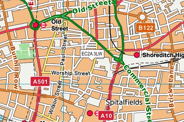 EC2A 3LW map - OS VectorMap District (Ordnance Survey)