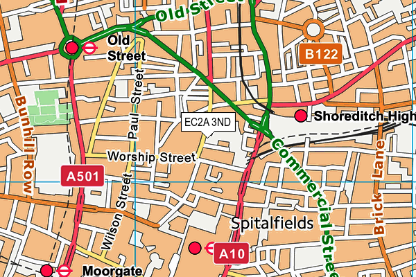 EC2A 3ND map - OS VectorMap District (Ordnance Survey)