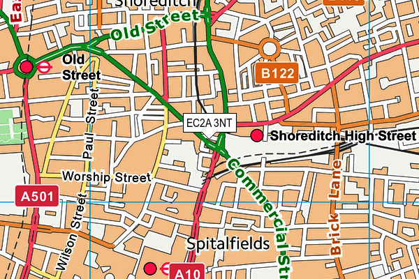 EC2A 3NT map - OS VectorMap District (Ordnance Survey)