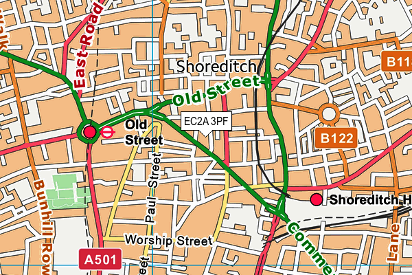 EC2A 3PF map - OS VectorMap District (Ordnance Survey)