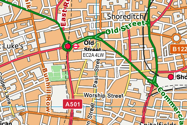 EC2A 4LW map - OS VectorMap District (Ordnance Survey) EC2A 4LW map - OS VectorMap District (Ordnance Survey)