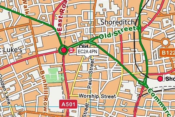 EC2A 4PN map - OS VectorMap District (Ordnance Survey)