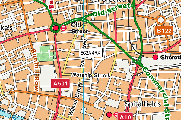 EC2A 4RX map - OS VectorMap District (Ordnance Survey)