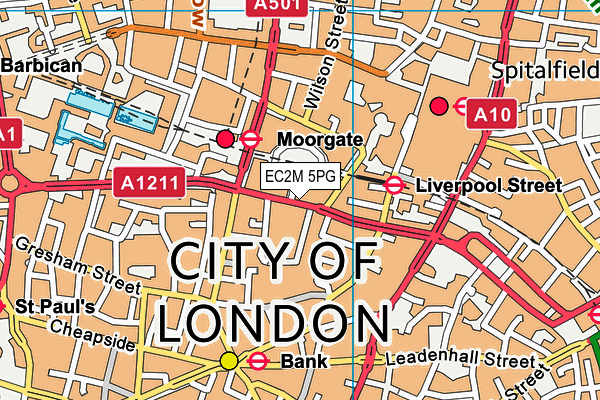 EC2M 5PG map - OS VectorMap District (Ordnance Survey)