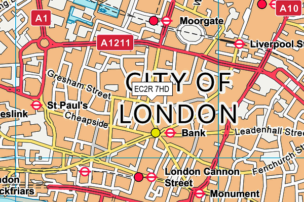 EC2R 7HD map - OS VectorMap District (Ordnance Survey)