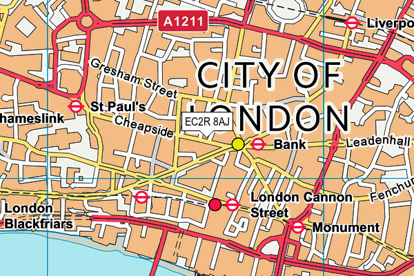 EC2R 8AJ map - OS VectorMap District (Ordnance Survey) EC2R 8AJ map - OS VectorMap District (Ordnance Survey)