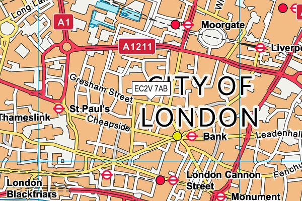 EC2V 7AB map - OS VectorMap District (Ordnance Survey) EC2V 7AB map - OS VectorMap District (Ordnance Survey)