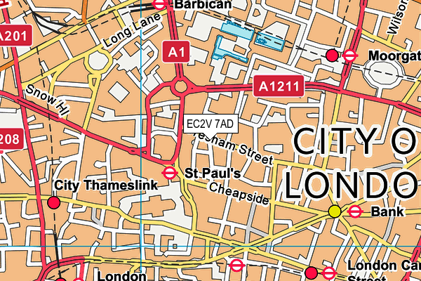 EC2V 7AD map - OS VectorMap District (Ordnance Survey) EC2V 7AD map - OS VectorMap District (Ordnance Survey)