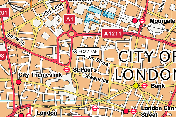 EC2V 7AE map - OS VectorMap District (Ordnance Survey)