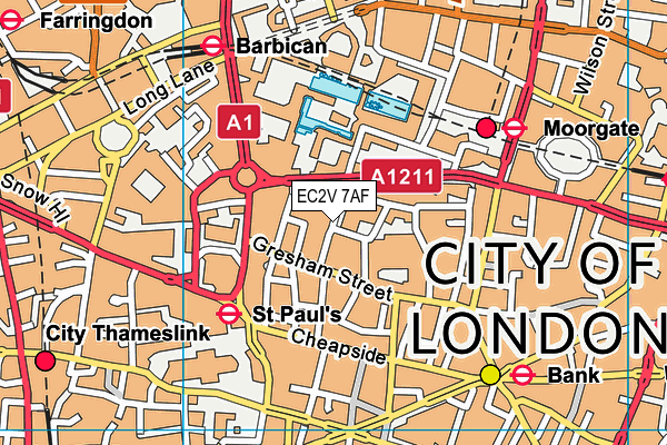 EC2V 7AF map - OS VectorMap District (Ordnance Survey) EC2V 7AF map - OS VectorMap District (Ordnance Survey)