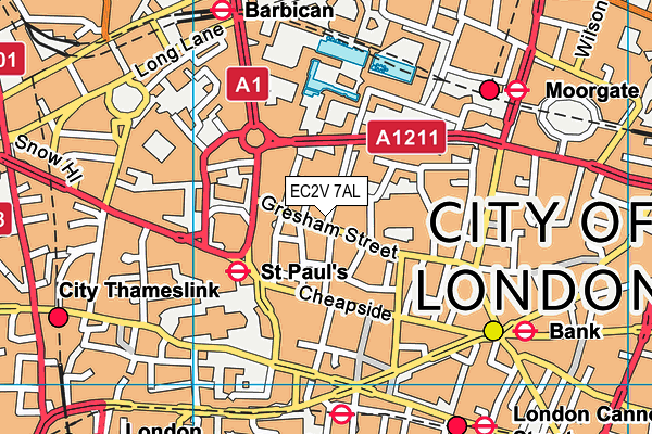EC2V 7AL map - OS VectorMap District (Ordnance Survey) EC2V 7AL map - OS VectorMap District (Ordnance Survey)
