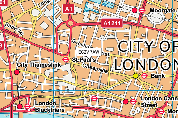 EC2V 7AW map - OS VectorMap District (Ordnance Survey) EC2V 7AW map - OS VectorMap District (Ordnance Survey)