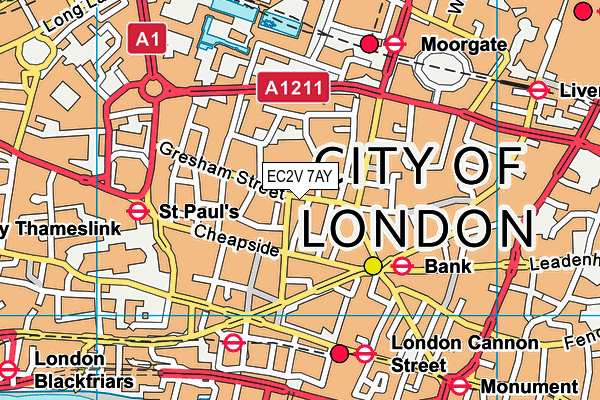 EC2V 7AY map - OS VectorMap District (Ordnance Survey) EC2V 7AY map - OS VectorMap District (Ordnance Survey)