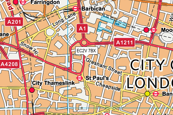 EC2V 7BX map - OS VectorMap District (Ordnance Survey) EC2V 7BX map - OS VectorMap District (Ordnance Survey)