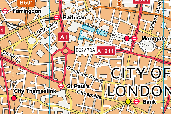 EC2V 7DA map - OS VectorMap District (Ordnance Survey) EC2V 7DA map - OS VectorMap District (Ordnance Survey)