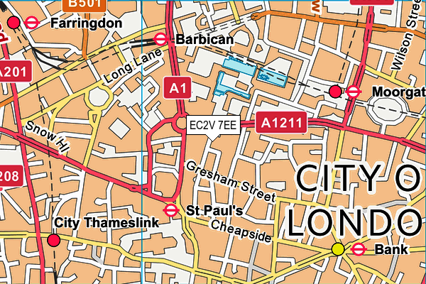 EC2V 7EE map - OS VectorMap District (Ordnance Survey) EC2V 7EE map - OS VectorMap District (Ordnance Survey)