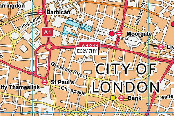 EC2V 7HY map - OS VectorMap District (Ordnance Survey) EC2V 7HY map - OS VectorMap District (Ordnance Survey)