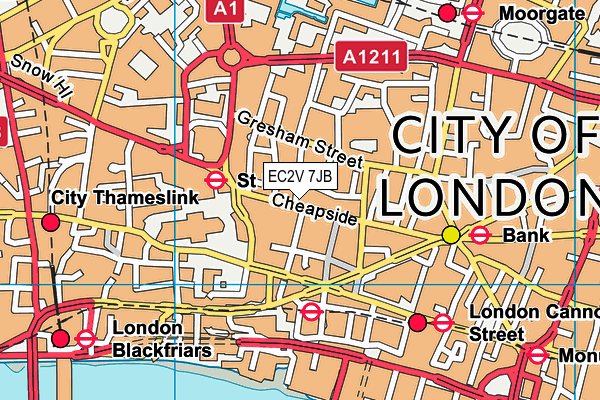 EC2V 7JB map - OS VectorMap District (Ordnance Survey) EC2V 7JB map - OS VectorMap District (Ordnance Survey)