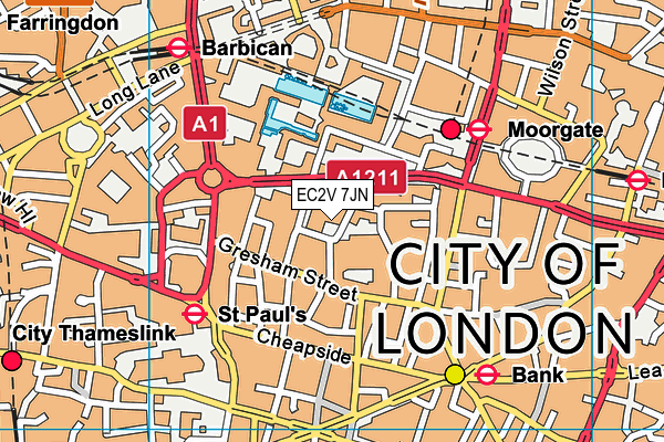 EC2V 7JN map - OS VectorMap District (Ordnance Survey) EC2V 7JN map - OS VectorMap District (Ordnance Survey)