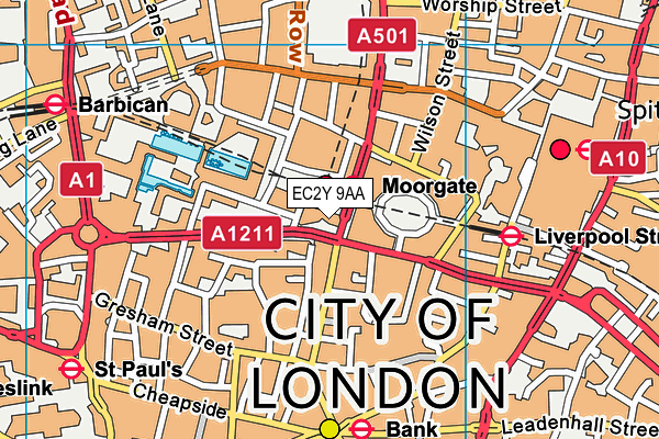 EC2Y 9AA map - OS VectorMap District (Ordnance Survey)
