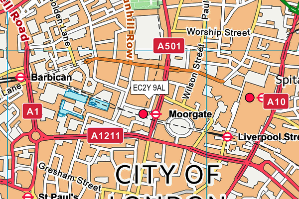 EC2Y 9AL map - OS VectorMap District (Ordnance Survey)
