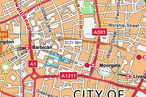 EC2Y 9BH map - OS VectorMap District (Ordnance Survey)