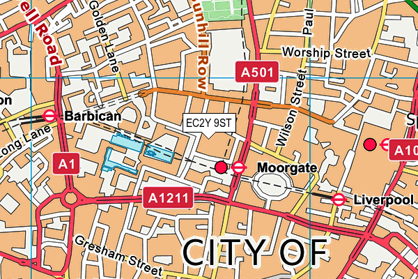 EC2Y 9ST map - OS VectorMap District (Ordnance Survey)