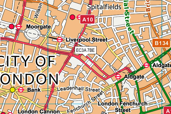 EC3A 7BE map - OS VectorMap District (Ordnance Survey)