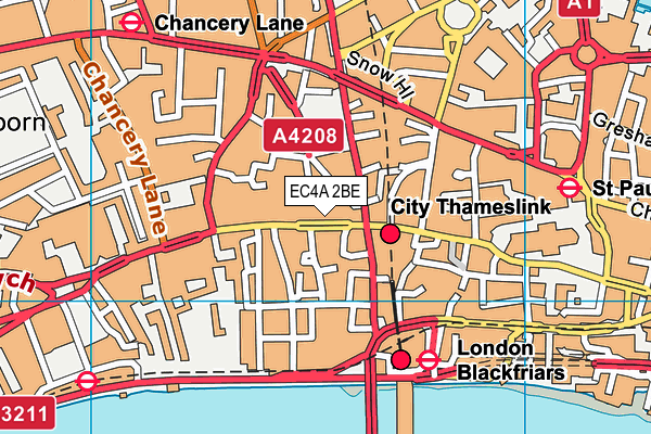 EC4A 2BE map - OS VectorMap District (Ordnance Survey) EC4A 2BE map - OS VectorMap District (Ordnance Survey)