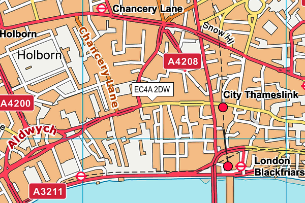 EC4A 2DW map - OS VectorMap District (Ordnance Survey)