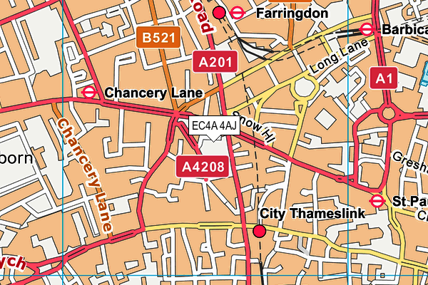 EC4A 4AJ map - OS VectorMap District (Ordnance Survey) EC4A 4AJ map - OS VectorMap District (Ordnance Survey)