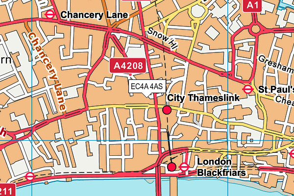 EC4A 4AS map - OS VectorMap District (Ordnance Survey) EC4A 4AS map - OS VectorMap District (Ordnance Survey)