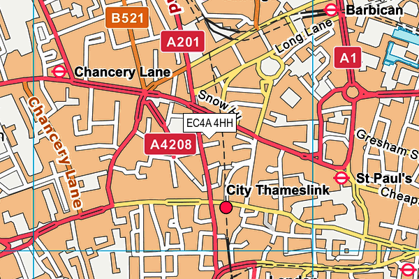 EC4A 4HH map - OS VectorMap District (Ordnance Survey) EC4A 4HH map - OS VectorMap District (Ordnance Survey)