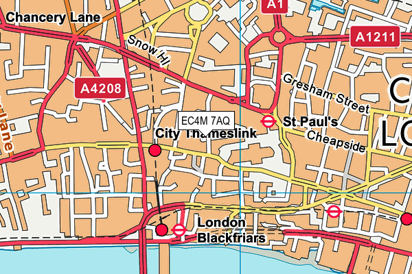 EC4M 7AQ map - OS VectorMap District (Ordnance Survey) EC4M 7AQ map - OS VectorMap District (Ordnance Survey)