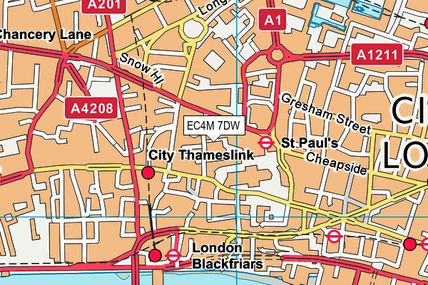 EC4M 7DW map - OS VectorMap District (Ordnance Survey)