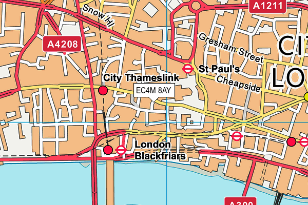 EC4M 8AY map - OS VectorMap District (Ordnance Survey) EC4M 8AY map - OS VectorMap District (Ordnance Survey)