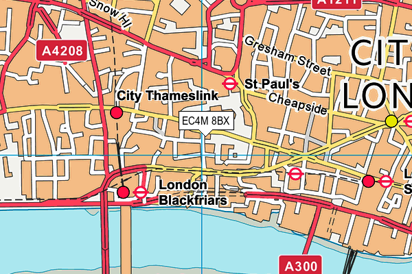 EC4M 8BX map - OS VectorMap District (Ordnance Survey)