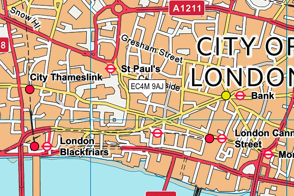 EC4M 9AJ map - OS VectorMap District (Ordnance Survey) EC4M 9AJ map - OS VectorMap District (Ordnance Survey)