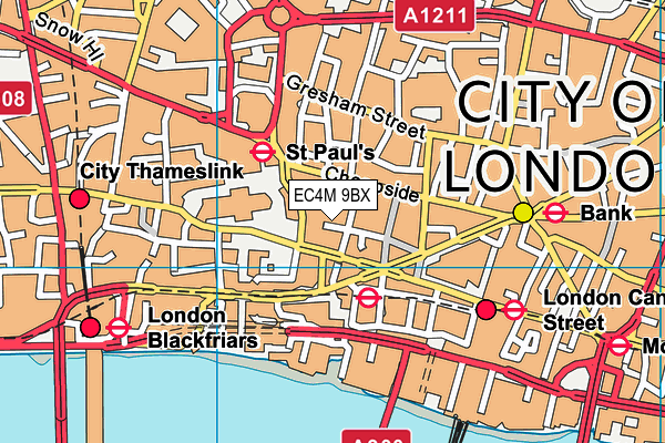 EC4M 9BX map - OS VectorMap District (Ordnance Survey) EC4M 9BX map - OS VectorMap District (Ordnance Survey)