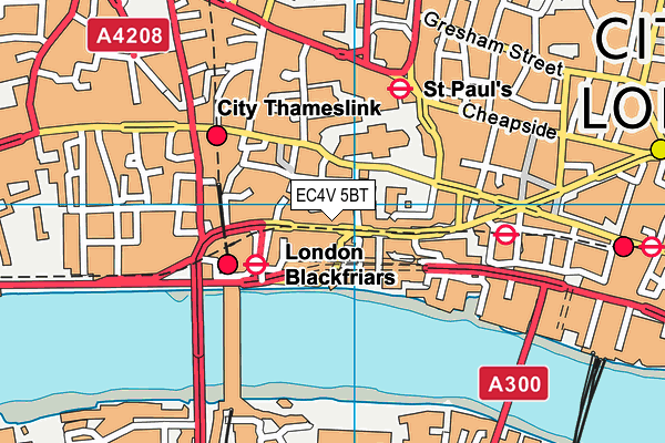 EC4V 5BT map - OS VectorMap District (Ordnance Survey) EC4V 5BT map - OS VectorMap District (Ordnance Survey)