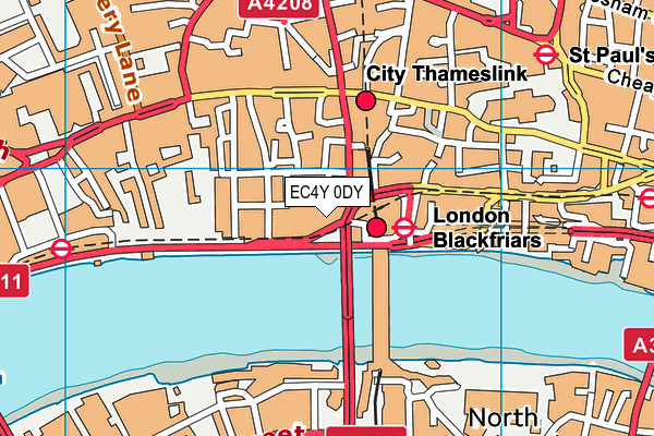 EC4Y 0DY map - OS VectorMap District (Ordnance Survey)