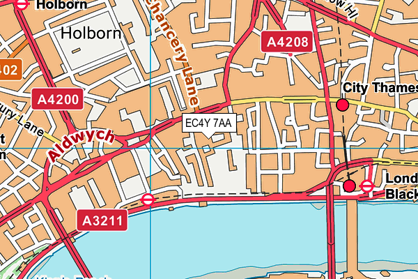 EC4Y 7AA map - OS VectorMap District (Ordnance Survey)