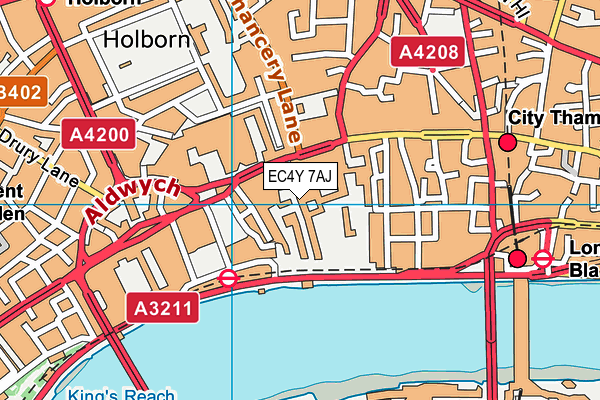 EC4Y 7AJ map - OS VectorMap District (Ordnance Survey)