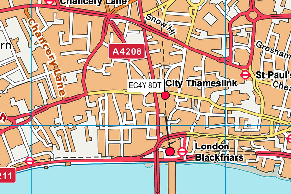 EC4Y 8DT map - OS VectorMap District (Ordnance Survey)
