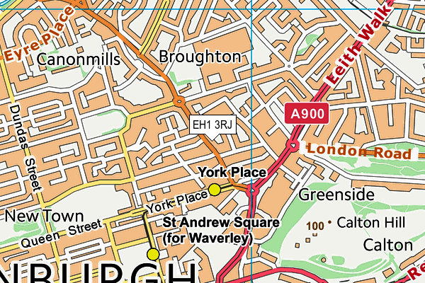 EH1 3RJ map - OS VectorMap District (Ordnance Survey)