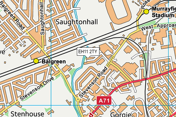 EH11 2TY map - OS VectorMap District (Ordnance Survey) EH11 2TY map - OS VectorMap District (Ordnance Survey)