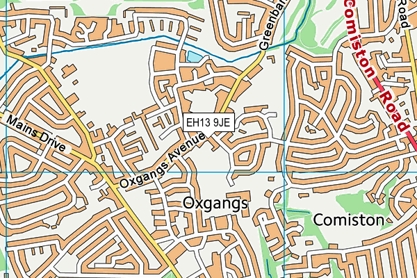 EH13 9JE map - OS VectorMap District (Ordnance Survey) EH13 9JE map - OS VectorMap District (Ordnance Survey)